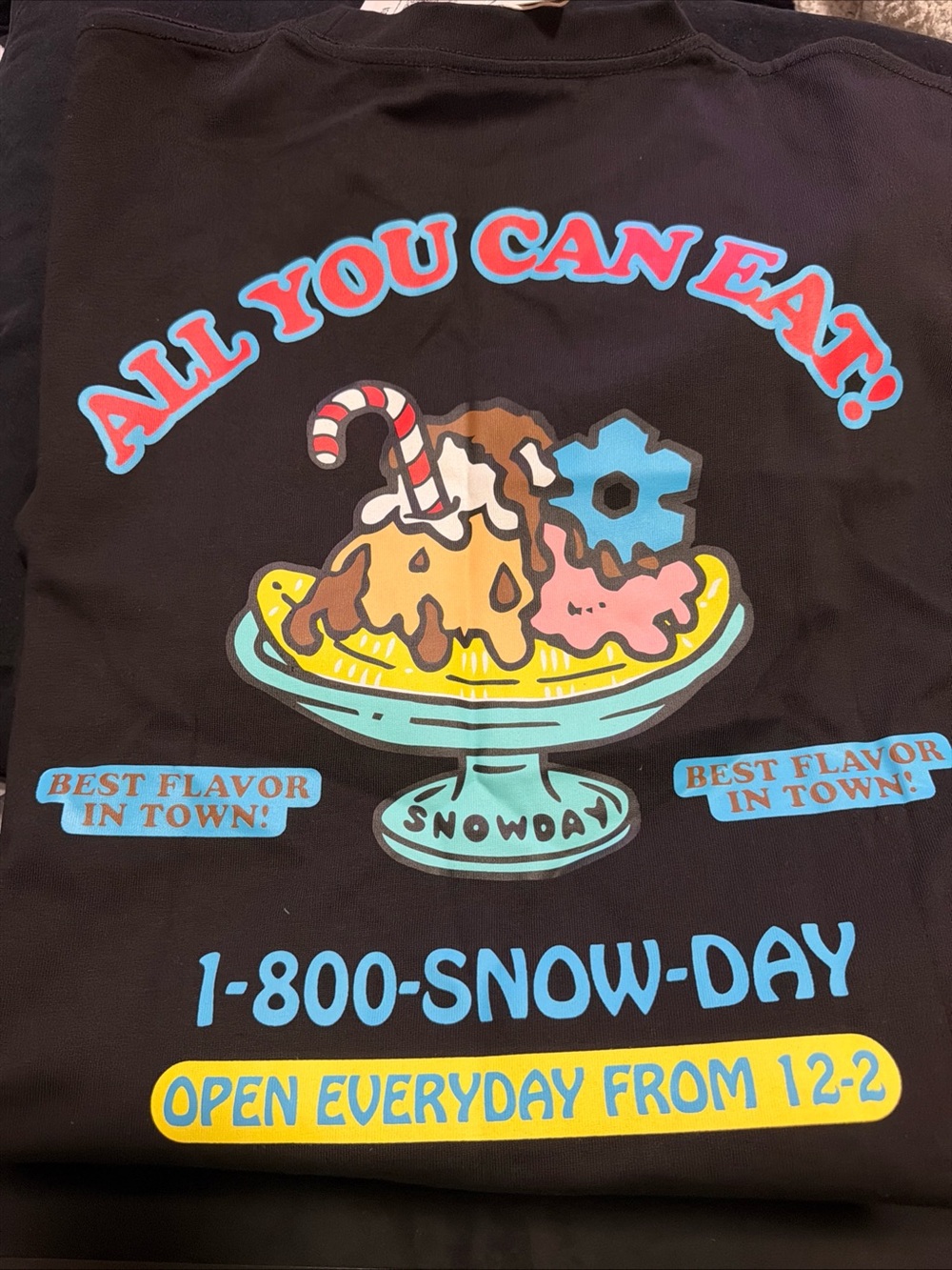 Men's Black Short Sleeve Graphic Tee - 'All You Can Eat' Ice Cream Print